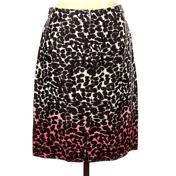 J. Crew | Wildcat Black To Pink Ombre Linen Leopard Print Pencil Skirt Size 4 - Picture 3 of 4